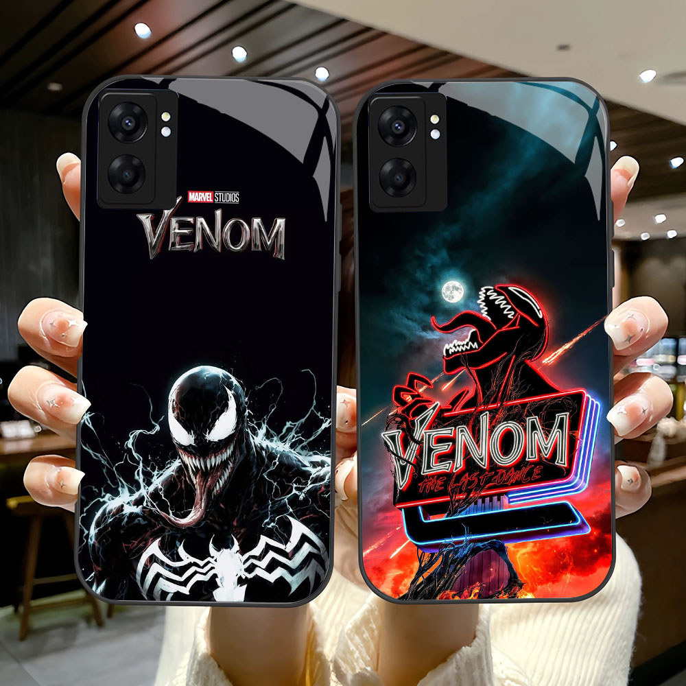 YS-71 Marvel Venom HD Glass Casing สําหรับ OPPO A57 A77S A17 A36 A77 A57S A76 A96 Reno 10 13 Pro Rea