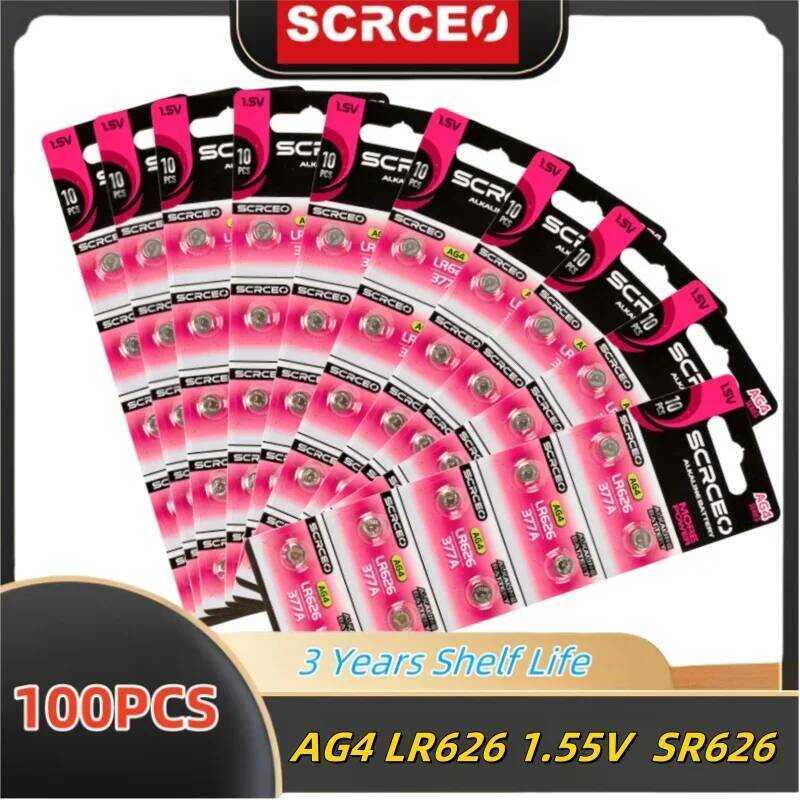 ชิ้น 100 AG4 LR626 1.55V แบตเตอรี่นาฬิกาอัลคาไลน์ 377 SR626 177 626A 377A CX66W สำหรับของเล่น เครื่อ