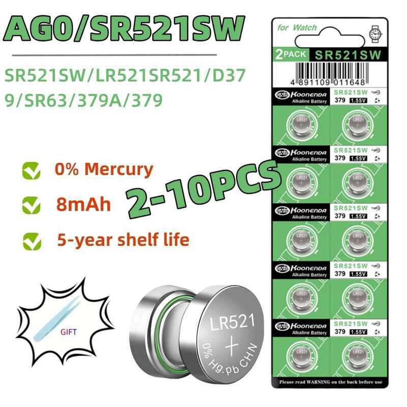 ชิ้น 2-10 AG0 LR521 แบตเตอรี่ 1.5V SR521SW 379A 379 179 D379 SR63 แบตเตอรี่เซลล์ปุ่มอัลคาไลน์สำหรับเ