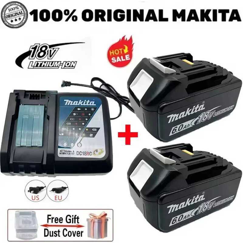 Li-ion แบตเตอรี่ทดแทน แท้สำหรับ Makita 18V 6Ah BL1850B BL1850 BL1860B BL1860 BL1840B BL1830B BL1830