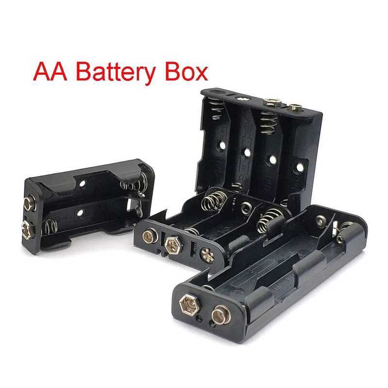 3V ที่เก็บแบตเตอรี่ 6V 12V สำหรับแบตเตอรี่ AA 2X 4X 6X 8X กล่องเก็บพลาสติกสีดำสองชั้นพร้อมขั้วต่อ 9V