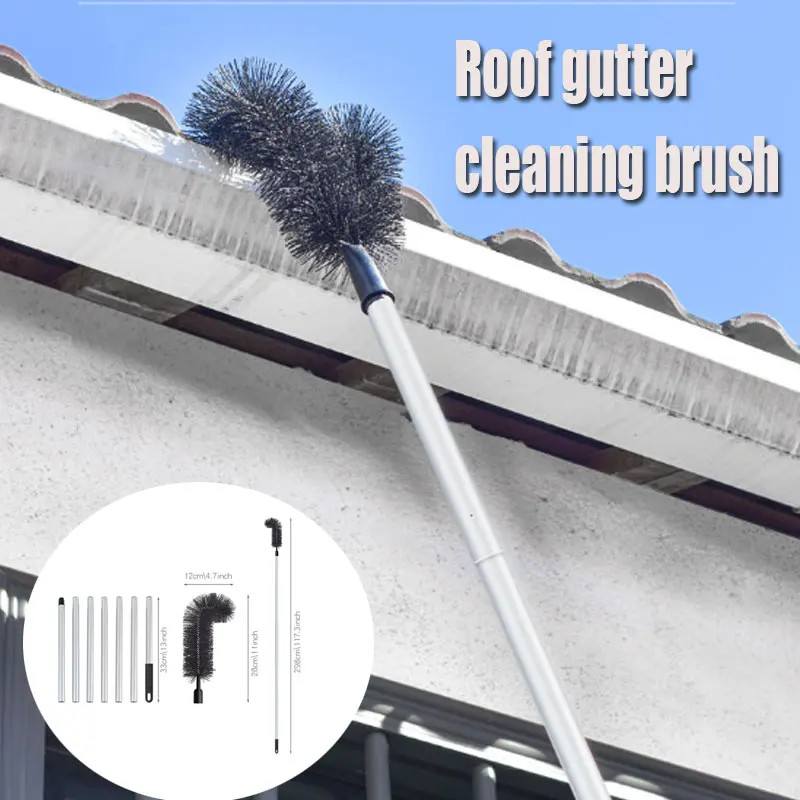 Ditch Cleaning Brush  Eaves Gutter  Spider Web  Roof Gutter Cleaning Brush Hard Cleaning Brush