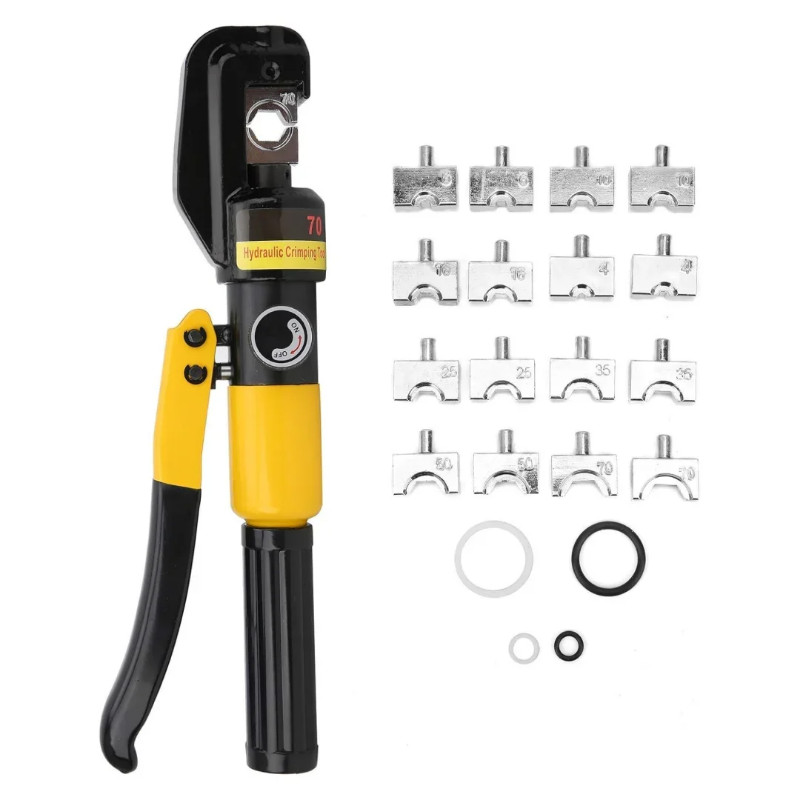 6 Tons Hydraulic Pliers YQK-70 Hydraulic Wire Crimper Pressure Crimping Tool with 16pcs and Storage
