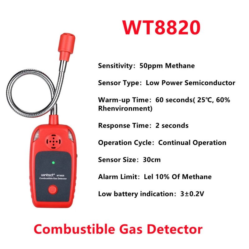 5PCS WINTACT Combustible Gas Detector WT8820 Handheld Gas Leakage Detector High Sensitivity Gas Sen