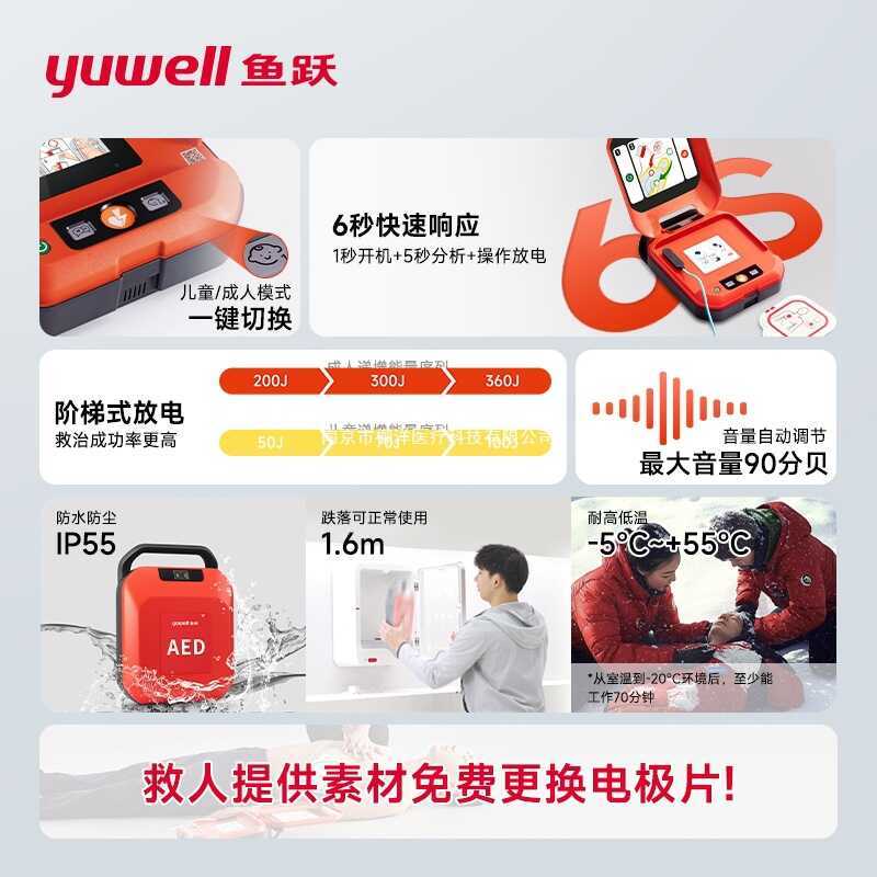 Fish Leap AED Defibrillator รถแบบพกพาในครัวเรือนทางการแพทย์กึ่งอัตโนมัติภายนอกหัวใจ Defibrillator อุ