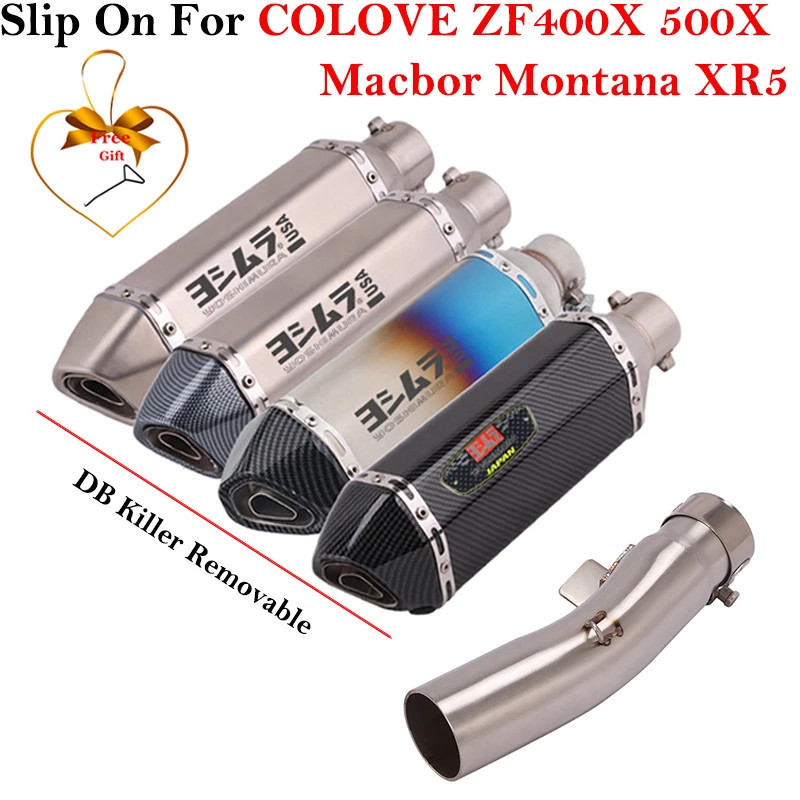 For Colove ZF400X ZF500X ZF400GY ZF500GY Macbor Montana XR5 Motorcycle Exhaust System Escape Modifi