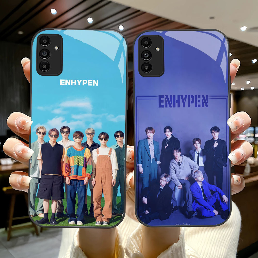 YS-81 OT7 Enhypen HD Glass Casing สําหรับ Samsung A05S A35 A55 A24 A14 A15 A04S A34 A25 M15 A54 S21 