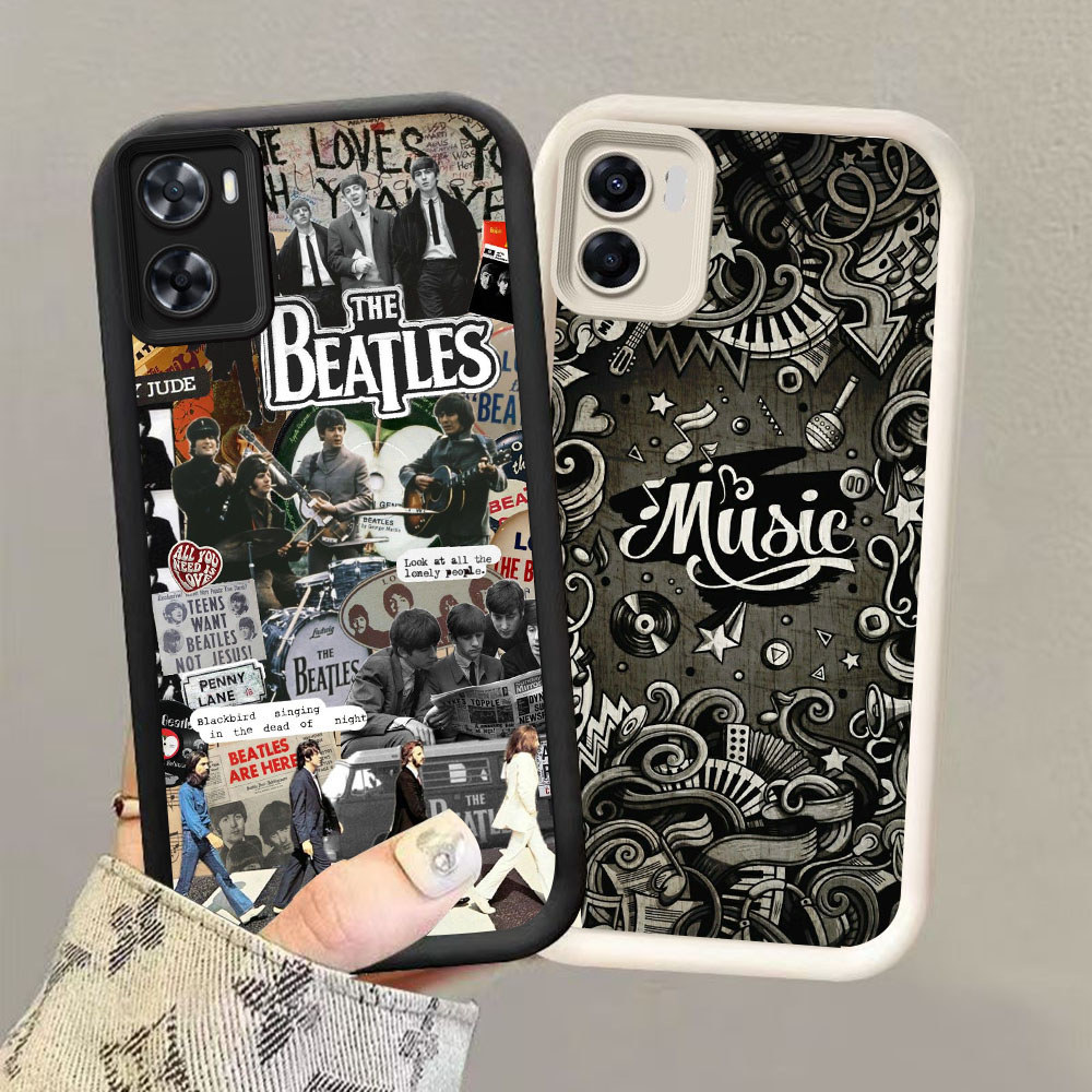 HK-42 Rock Band ปลอกกันกระแทกสําหรับซิลิโคนสีดําและสีขาว OPPO Realme A76 A77s 9i C33 A96