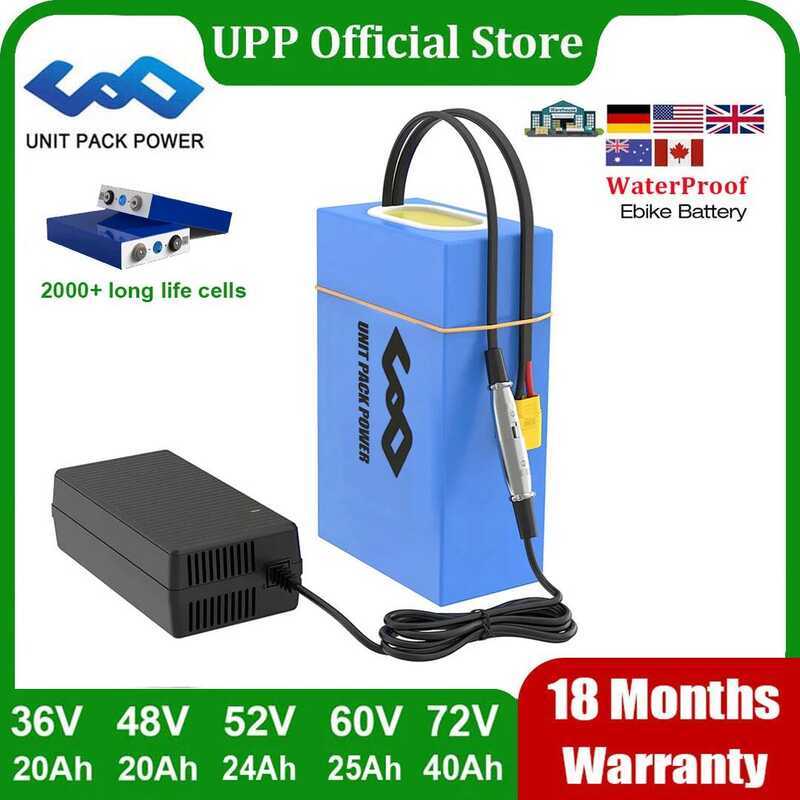 36V ชุดแบตเตอรี่สำหรับสกู๊ตเตอร์ไฟฟ้าและจักรยานไฟฟ้า 48V 52V 60V 72V 40Ah 25Ah 20Ah แบตเตอรี่ลิเธียม