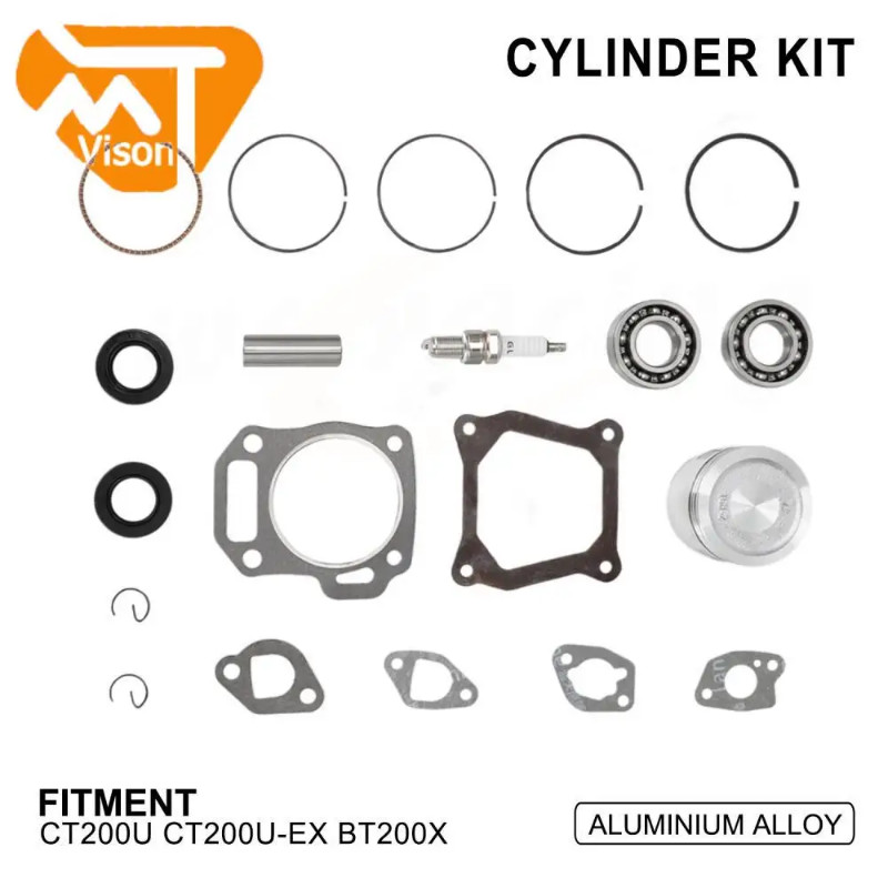 Cylinder Piston Gasket Kits Motorcycle Parts Piston Rings Head Base Gasket Kits Aluminum for CT200U