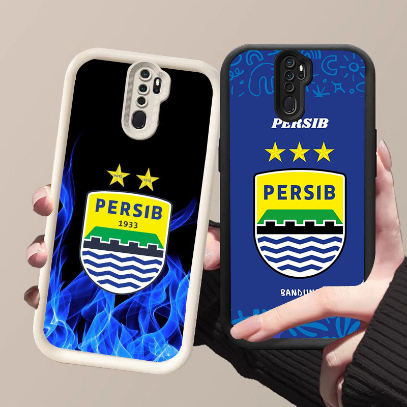 HK-2 AING PERSIB ฟุตบอล Club ปลอกกันกระแทกสําหรับซิลิโคนสีดําและสีขาว OPPO Reno 8T F11 2F A9 2Z A5 2