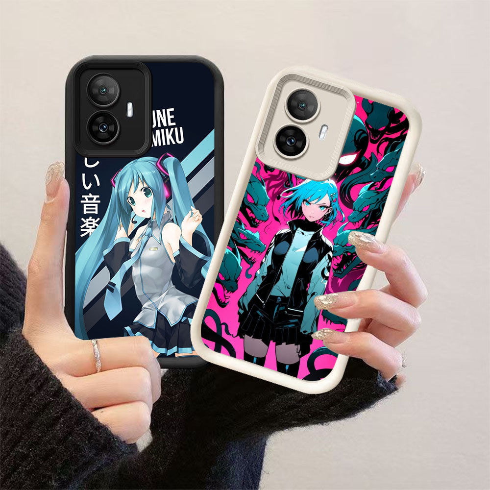 HK-44 Rock Hatsune Miku ปลอกกันกระแทกสําหรับซิลิโคนสีดําและสีขาว OPPO Realme Reno Narzo 13F C67 F25 