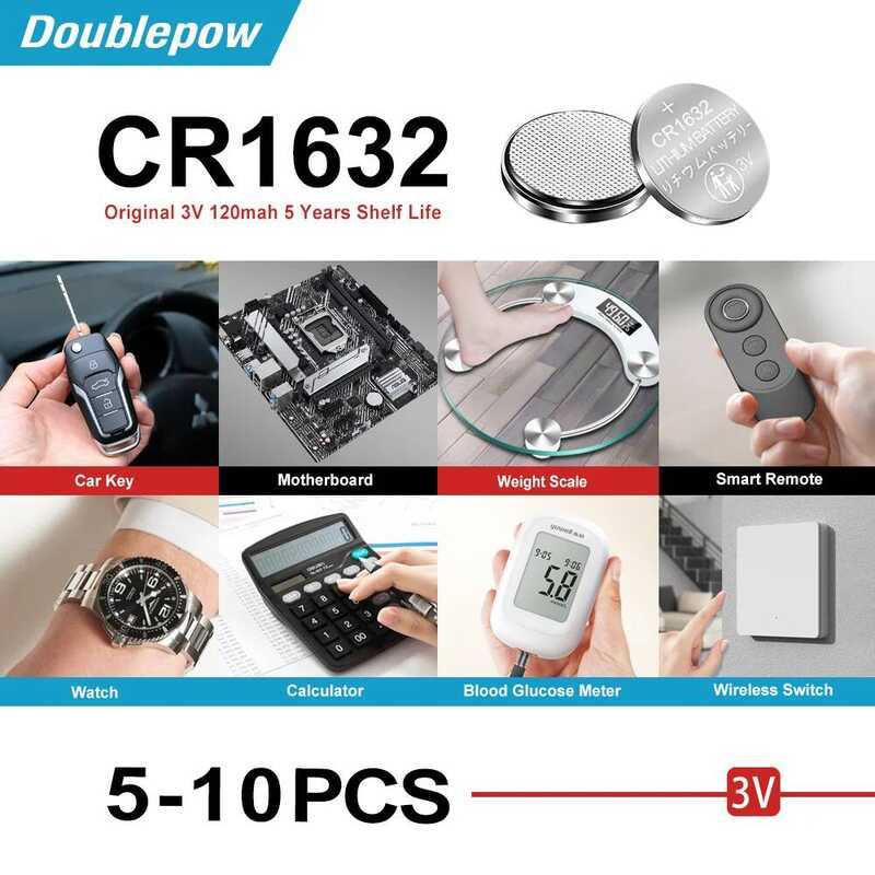 ชิ้น 5-10 แบตเตอรี่ลิเธียม 3V รุ่น GPCR1632 ECR1632 CL1632 CR1632 ของแท้ 2-10 ชิ้น สำหรับนาฬิกา ของเ