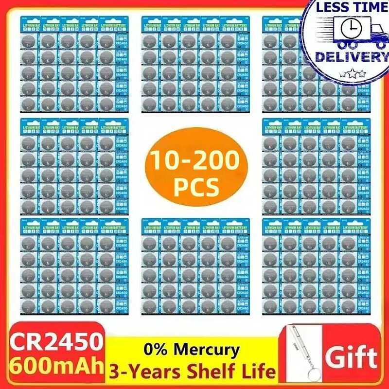 CR2450 แบตเตอรี่ 3V ลิเธียมเซลล์ปุ่ม 600mAh CR 2450 5029LC LM2450 DL2450 CR2450N BR2450 แบตเตอรี่เหร