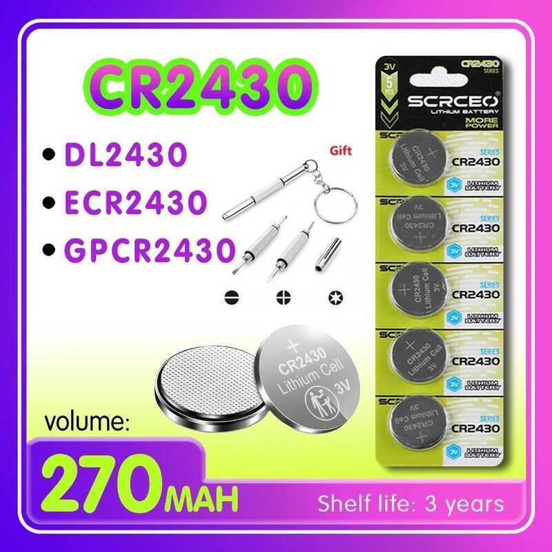 CR2430 2PCS-10PCS DL2430 ECR2430 GPCR2430 แบตเตอรี่ลิเธียมแมงกานีสไดออกไซด์แบบปุ่ม 1.5V เหมาะสำหรับเ