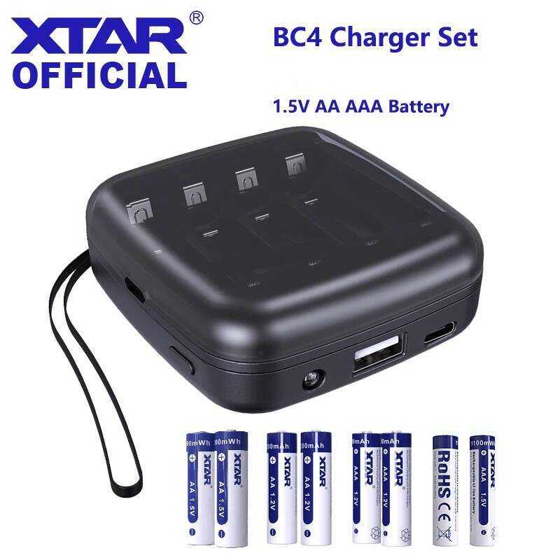 XTAR ชุดแบตเตอรี่ 1.5V Li-ion AA AAA ชาร์จได้ BC4