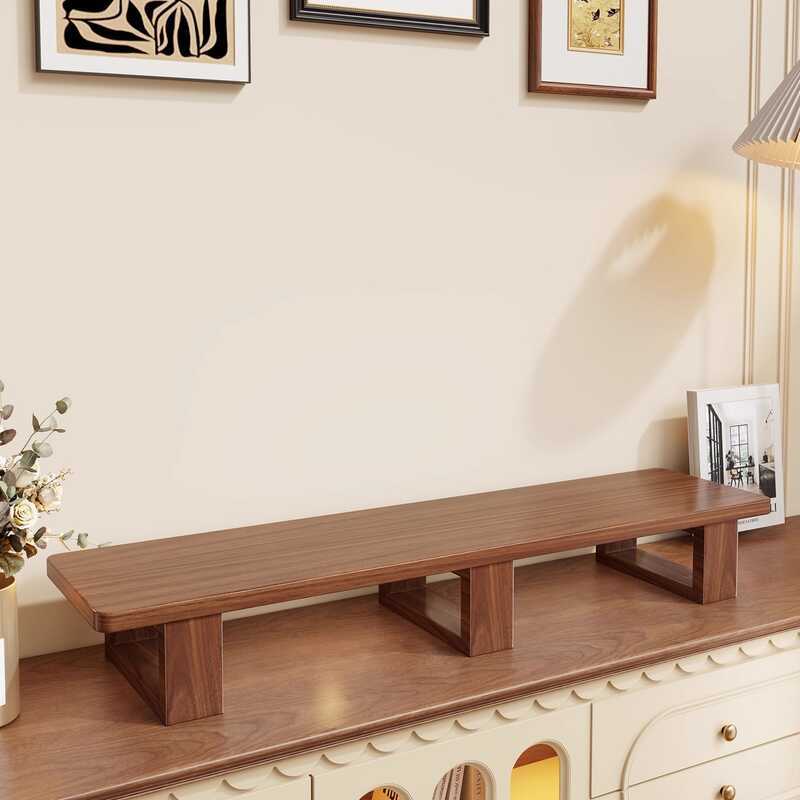 TV Elevated Rack Desktop Walnut Board Base TV Cabinet Rack Solid Wood Router Set-Top Box Storage
