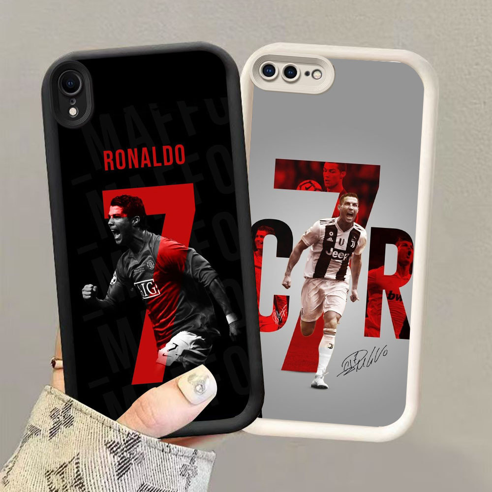 HK-24 football star Ronaldo เคสกันกระแทกสําหรับซิลิโคนสีดําและสีขาว iPhone 8 X XR 7 XS 6 Max Plus