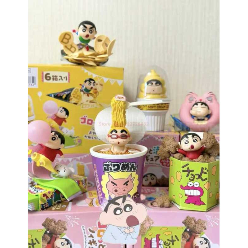 C New Genuine Re-Ment Crayon Shinchan Snack Party Figure Play House Bd Box Ornament Collectible Mod