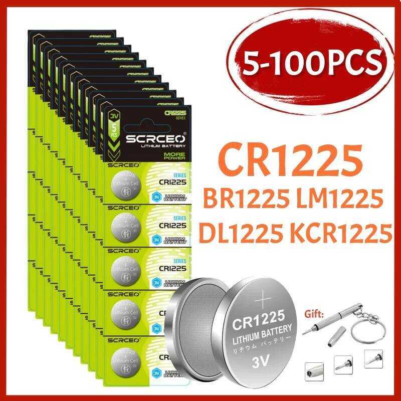 ชิ้น 5-100 แบตเตอรี่ลิเธียมปุ่ม 3V CR1225 BR1225 LM1225 DL1225 CR 1225 ER1225GP สำหรับนาฬิกาและของเล