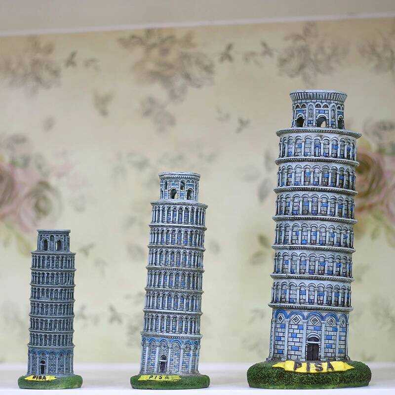 C Italy Architecture Leaning Tower Of Pisa Model Crafts Ornament European-Style Home Decor Travel S