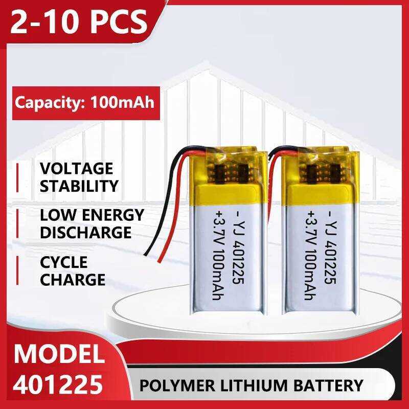 LiPo แบตเตอรี่ลิเธียมโพลิเมอร์ ขนาด 3.7V 100mAh รุ่น 401225 สำหรับหูฟังบลูทูธ, เครื่องมือความงาม, ไม
