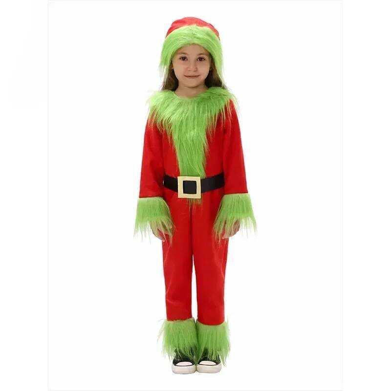 C Halloween Explosive Genie Thief Green Hairy Monster Grinch Children Costume Santa Claus With Pant