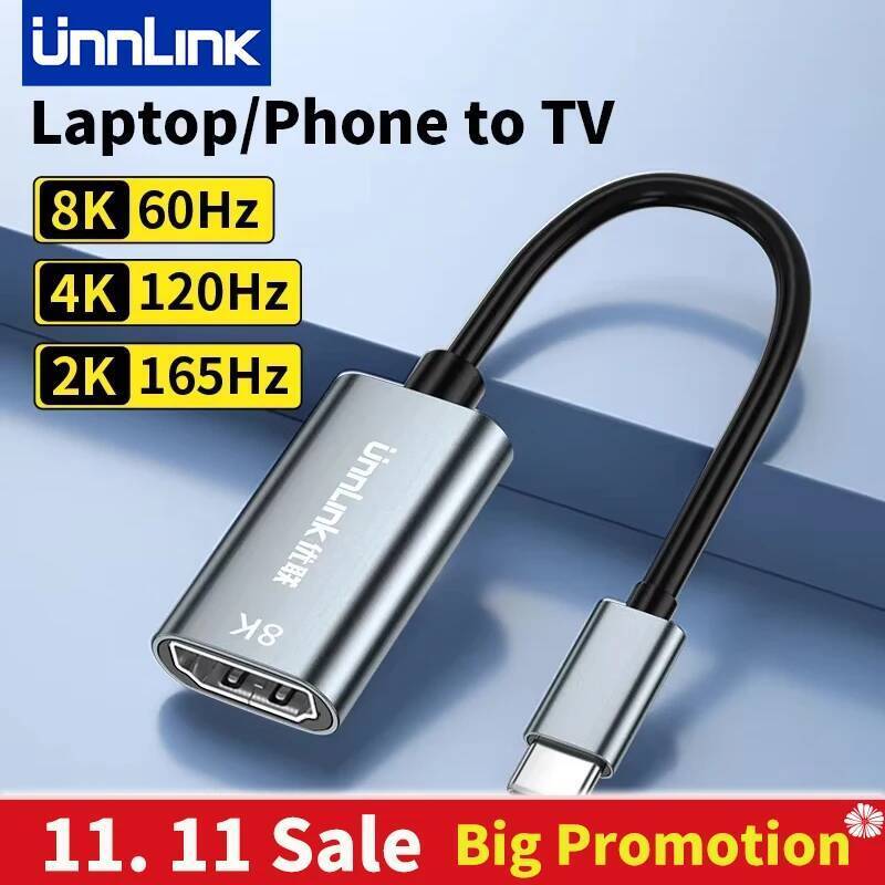 Unnlink 8K อะแดปเตอร์ USB C เป็น HDMI 4K 120Hz/2K 165Hz ประเภท C Thunderbolt 4 ถึง HDMI Converter Hu