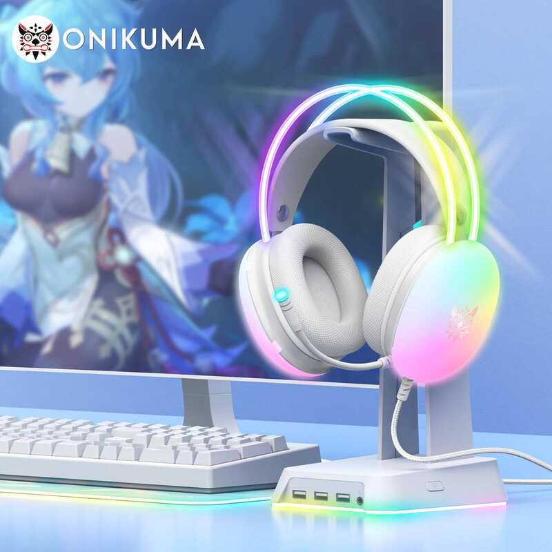 ONIKUMA X25 ชุดหูฟังสําหรับเล่นเกมใหม่ FULL Dynamic RGB Light หูฟังแบบมีสายพร้อมไมโครโฟนไม่มียกเลิกส