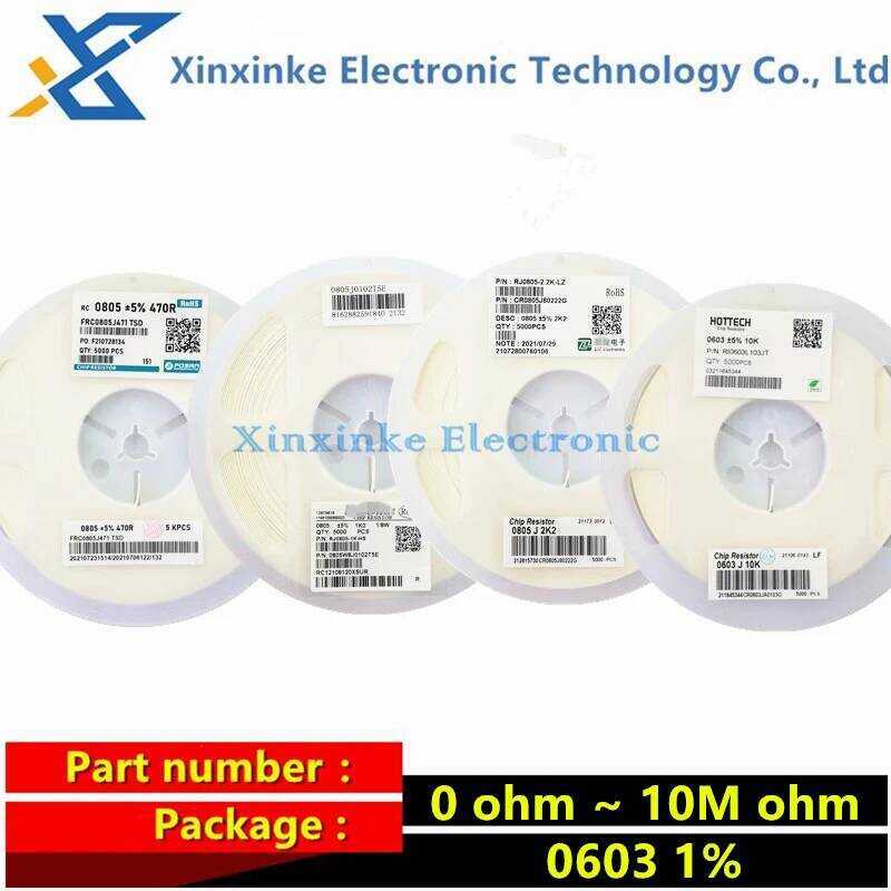 ชิ้น 5000 0603 ความแม่นยำ 1% ~ 10M ตัวต้านทาน SMD 10R 100R 150R 220R 330R 0 1 6.8 10 100 150 220 330
