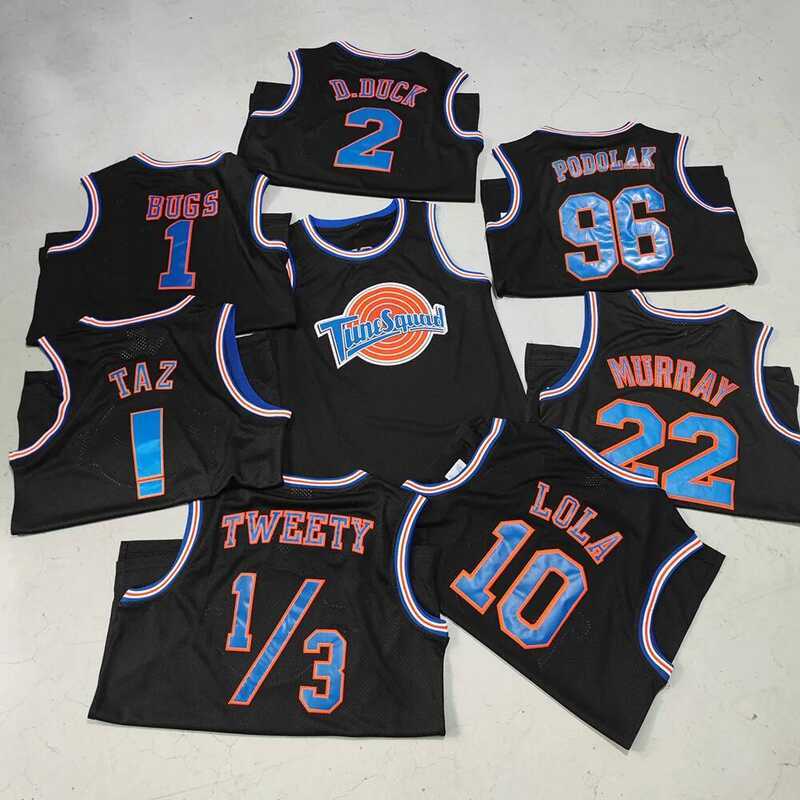 Trillest ชุดบาสเก็ตบอล Space Jam Bugs 1 Lola 10 Podolak 96 TAZ D.Duck 2 Black Tune Squad สำหรับผู้ชา