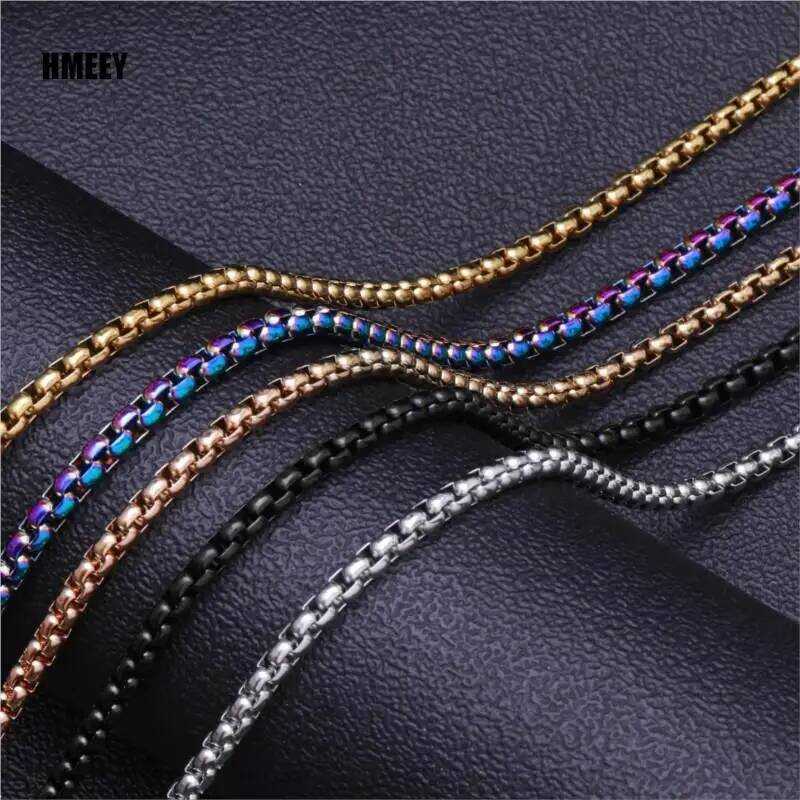Hmeey สร้อยคอเชือก สร้อยคอสแตนเลส สร้อยคอเชื่อมโยง จี้ DIY เครื่องประดับไม่หลุดลอก 2MM 2.5MM 3MM 4MM