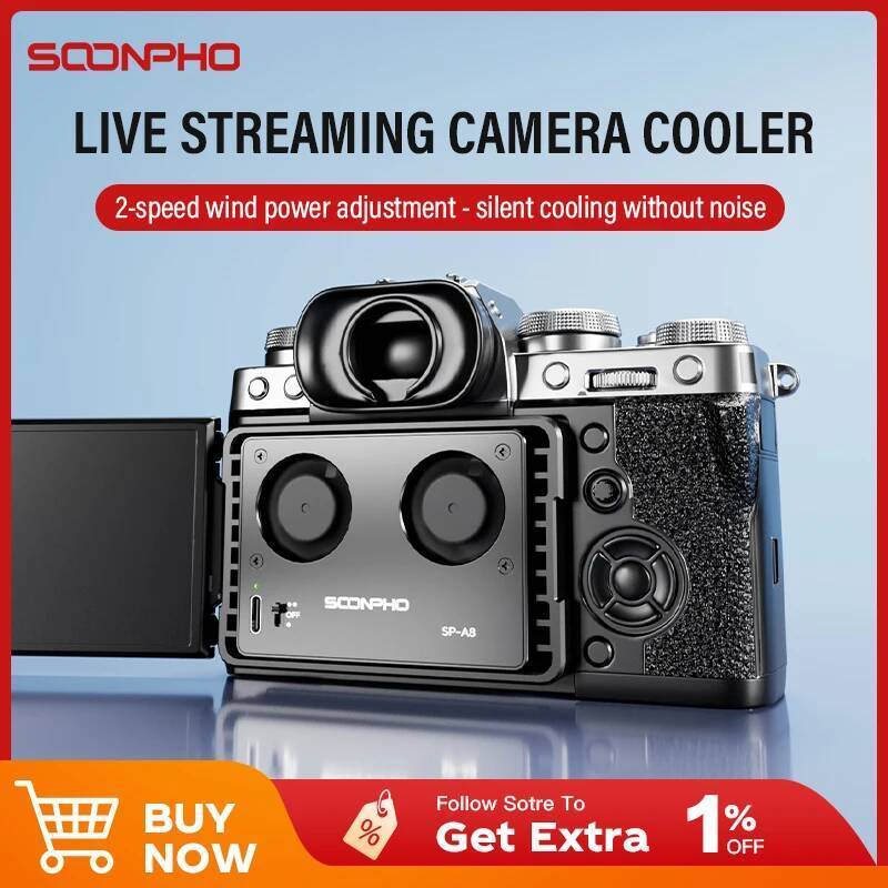 SOONPHO SP-A8 พัดลมระบายความร้อนสําหรับกล้อง Sony Canon FUJI A7M4 ZVE1 A6700 A7C2 ZVE10 ZV1 R5 90D XS10 XT4 X-H2S Dslr Cooling System