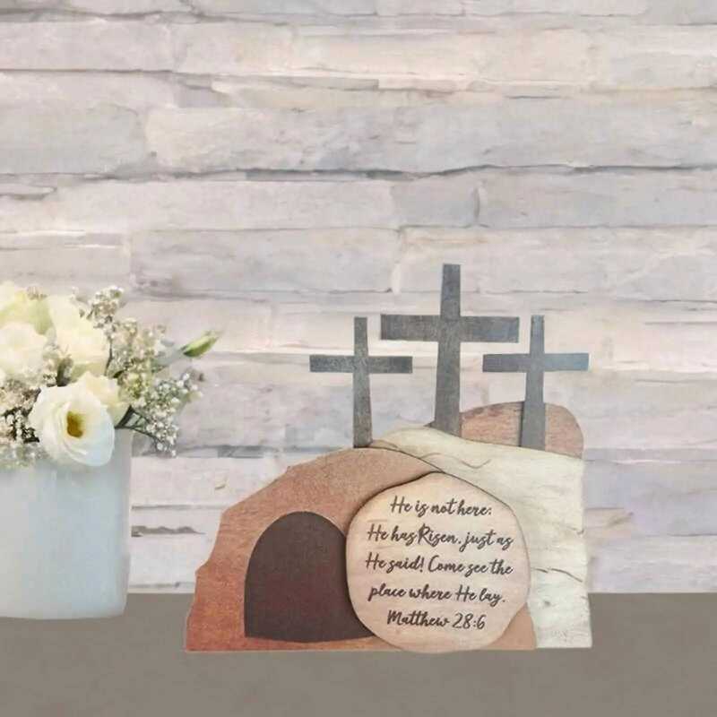C Empty Tomb Easter Scene Shelf Spiritual Handicrafts Easter Gift Wood Home Office