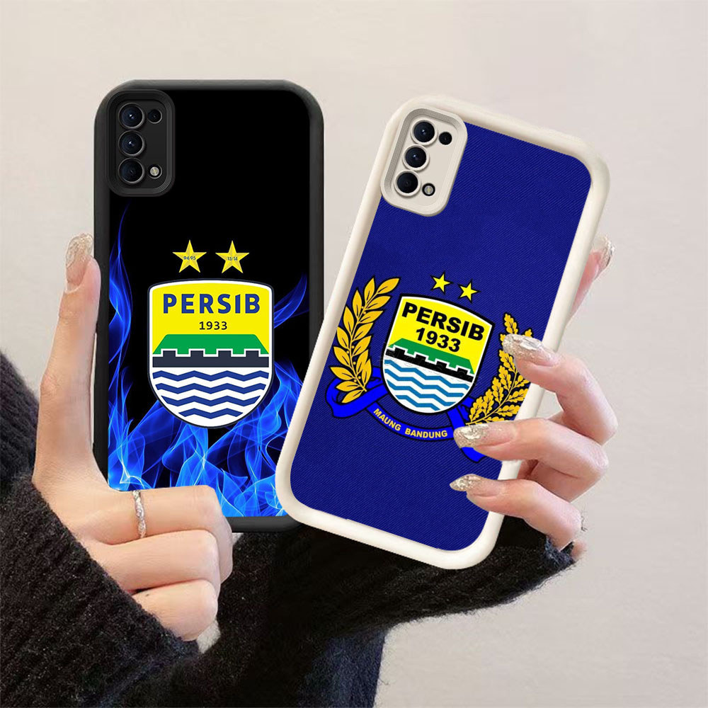 HK-2 AING PERSIB ฟุตบอล Club ปลอกกันกระแทกสําหรับซิลิโคนสีดําและสีขาว OPPO Realme Reno ค้นหา Narzo N