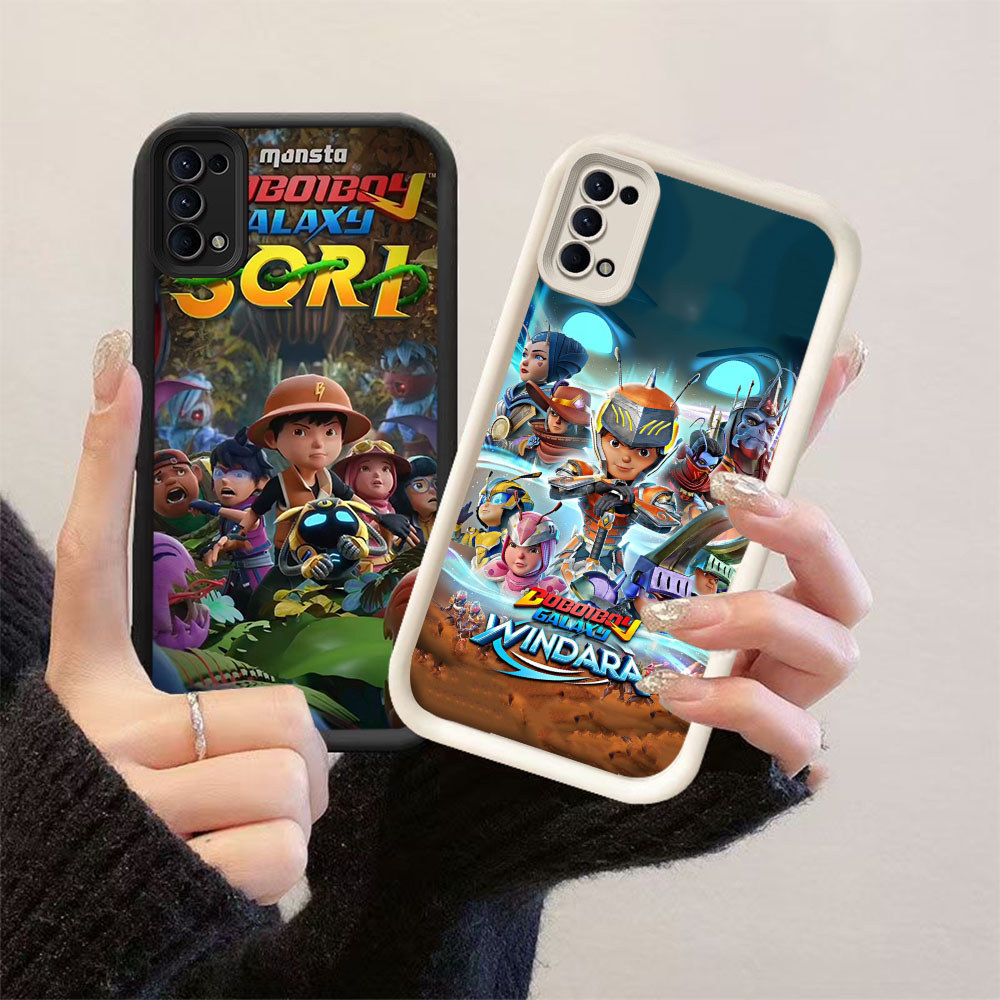 HK-50 X Bobiboy ปลอกกันกระแทกสําหรับซิลิโคนสีดําและสีขาว OPPO Realme Reno ค้นหา Narzo N63 A5i X3 6 4