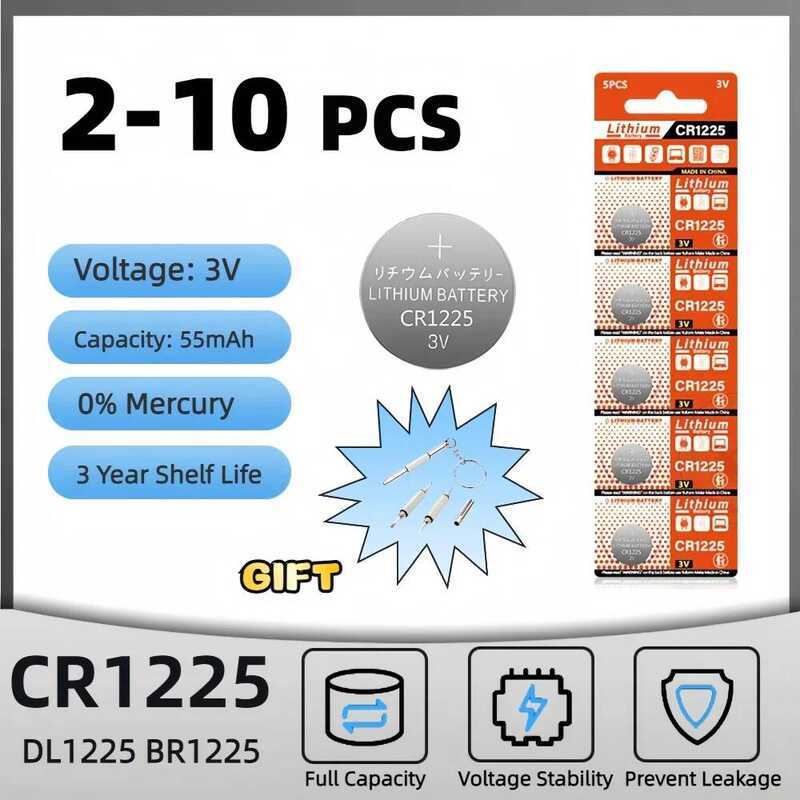 แบตเตอรี่ลิเธียมปุ่ม 2PCS-10PCS 3V CR1225 BR1225 LM1225 DL1225 CR 1225 ER1225GP แบตเตอรี่นาฬิกาสำหรั