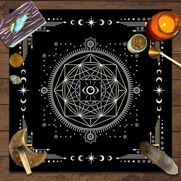 ผ้าปูโต๊ะไพ่ทาโรต์แท่นบูชาตกแต่งไพ่ทาโรต์เกมกระดานตกแต่งผ้าเสื่อ Pagan Tarot