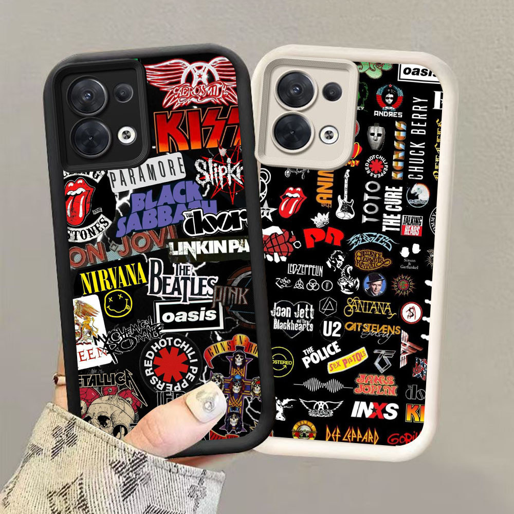 HK-43 Rock Band สีขาวสีดํากันกระแทกสําหรับซิลิโคนสีดําสีขาว OPPO Reno 7Z 8 7 F21 8Z F21S Pro Lite 5G