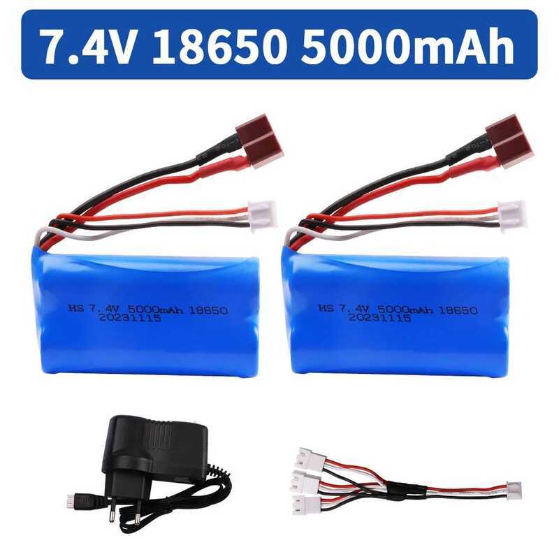 ▥ 7.4V 18650 5000Mah 20C แบตเตอรี่สําหรับ Wltoys 144001 A959-B A969-B A979-B K929-B 12428 12423