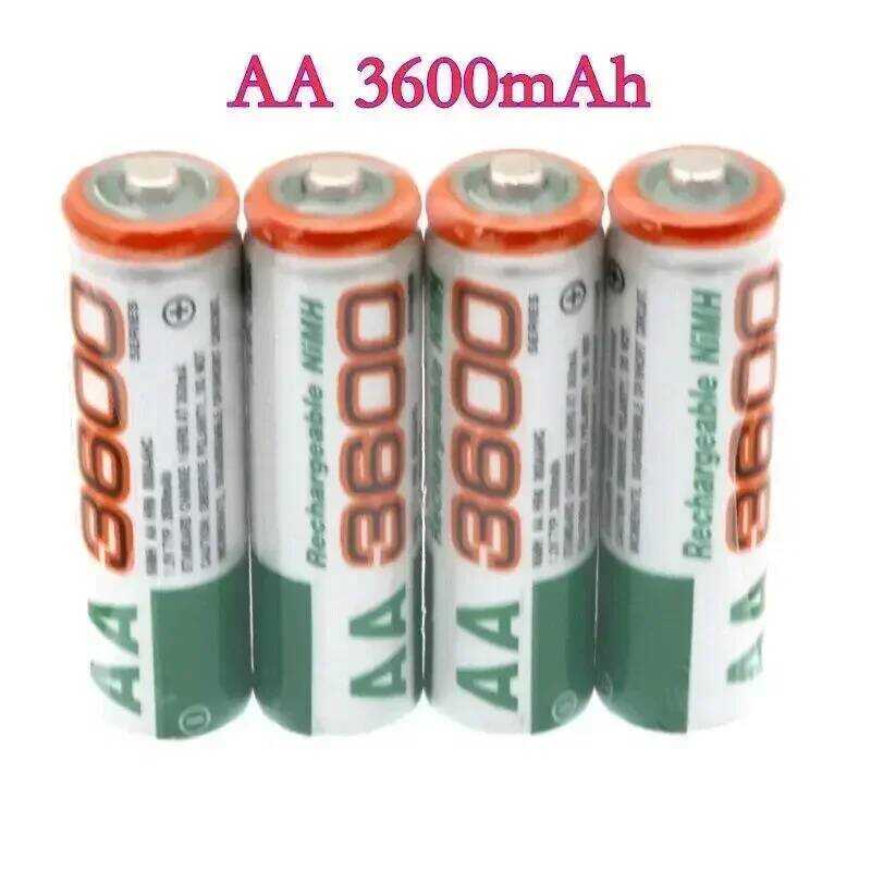 ใหม่ 2025 1.2V AA 3600mAh NI MH แบตเตอรี่ที่ชาร์จไว้ล่วงหน้า แบตเตอรี่ Ni-MH ชาร์จใหม่ AA3600 สำหรับ