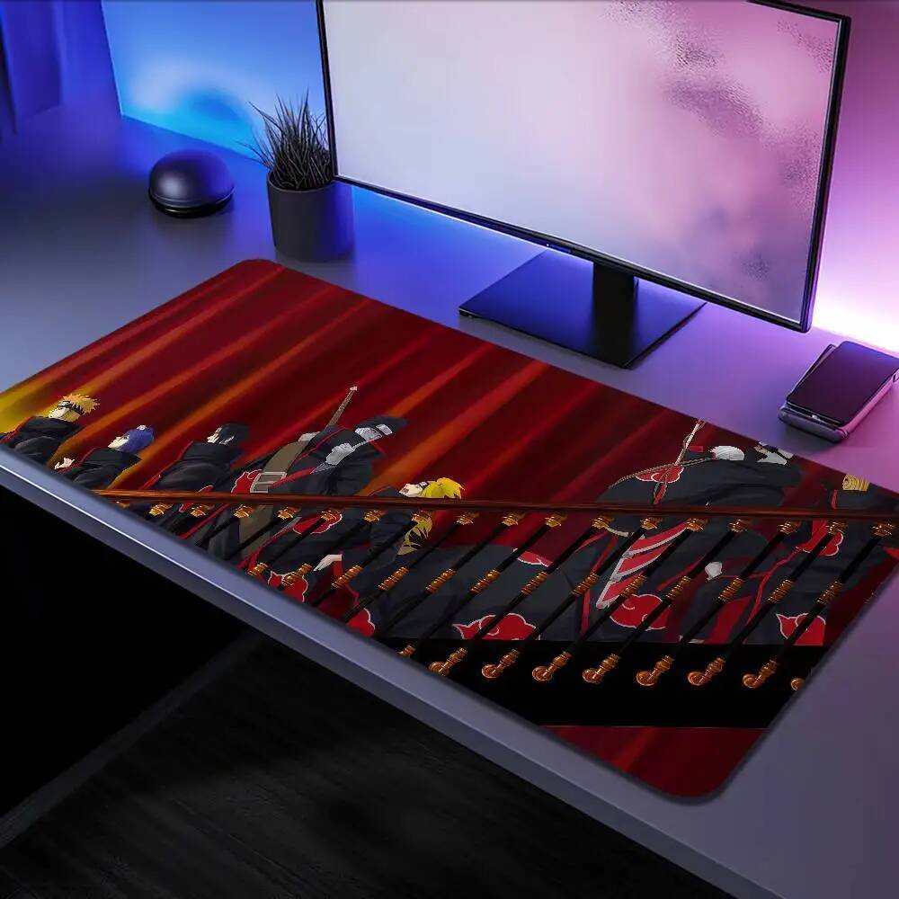 เสื่อโต๊ะแป้นพิมพ์ตามหลักสรีรศาสตร์สํานักงานอะนิเมะ NARUTO Akatsuki Mousepad ขนาดใหญ่ยาง PC ลื่น Anti-fray Home เกมที่กําหนดเอง
