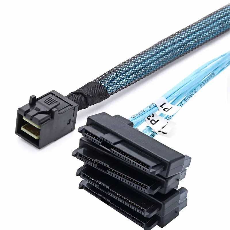 SATA สายเคเบิล SFF-8643 ไปยัง Mini SAS HD ภายใน 4 ตัวเชื่อมต่อ SFF-8482 พร้อมพอร์ตพลังงาน 15 พิน ตัว