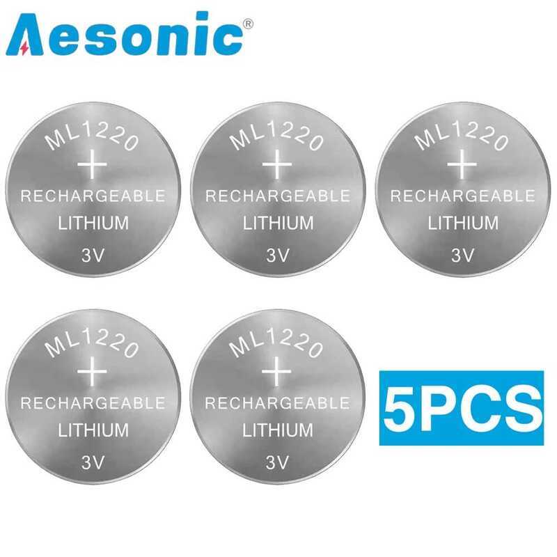 ML1220 5PCS 3V 18mAh ML 1220 แบตเตอรี่แบบชาร์จได้สำหรับเมนบอร์ด CMOS RTC BIOS แบตเตอรี่สำรองแบบเซลล์