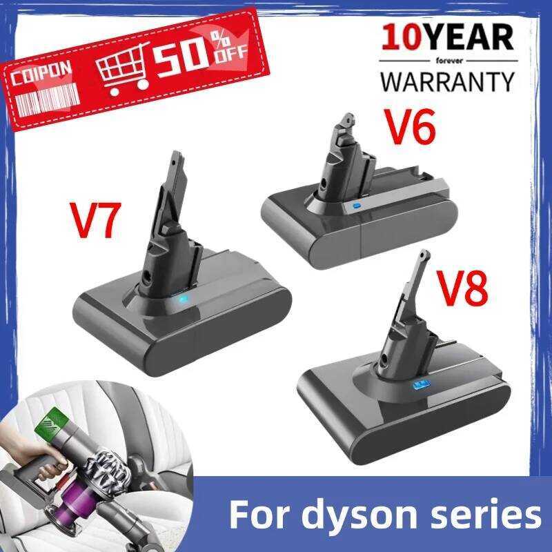 Dyson แบตเตอรี่เครื่องดูดฝุ่น V6 V7 V8 8000mAh 25.2V สำหรับ Animal Cyclone Total Clean