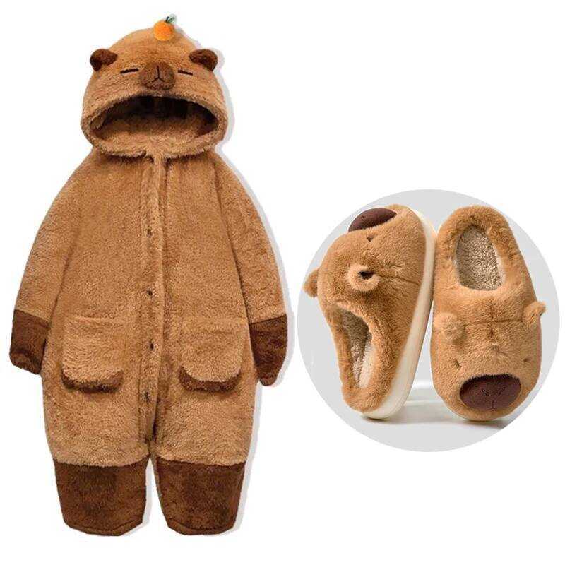 C Adult Capybara Robes Onesies Pajamas Cartoon Pyjama Animal Kigurumi Slipper Halloween Cosplay Cos