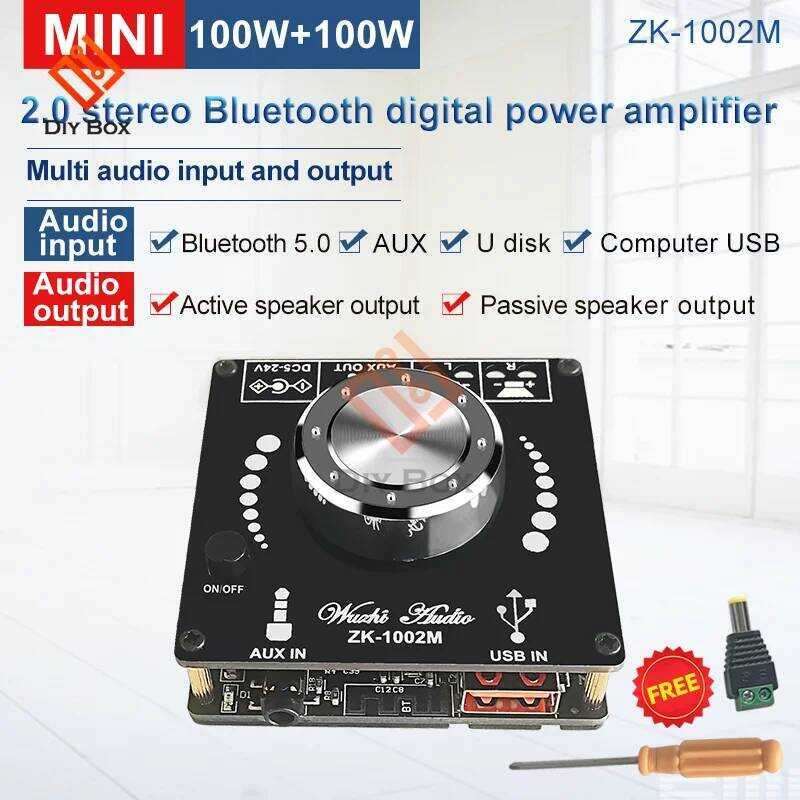 ZK-1002M 100W+100W 50W+50W ZK-502M บลูทูธ 5.0 บอร์ดขยายเสียงพลังเสียงสเตอริโอ AMP Amplificador โฮมเธ