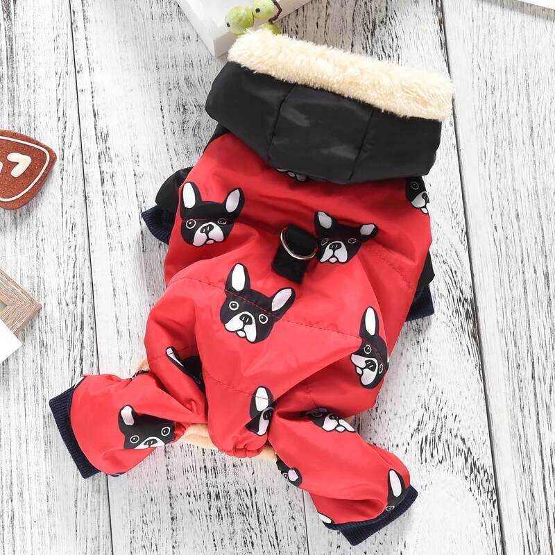 ▥ ใหม่ French Bulldog เครื่องแต่งกายสําหรับสุนัขฤดูหนาว WARM Snow Down JACKET Coat สําหรับลูกสุ