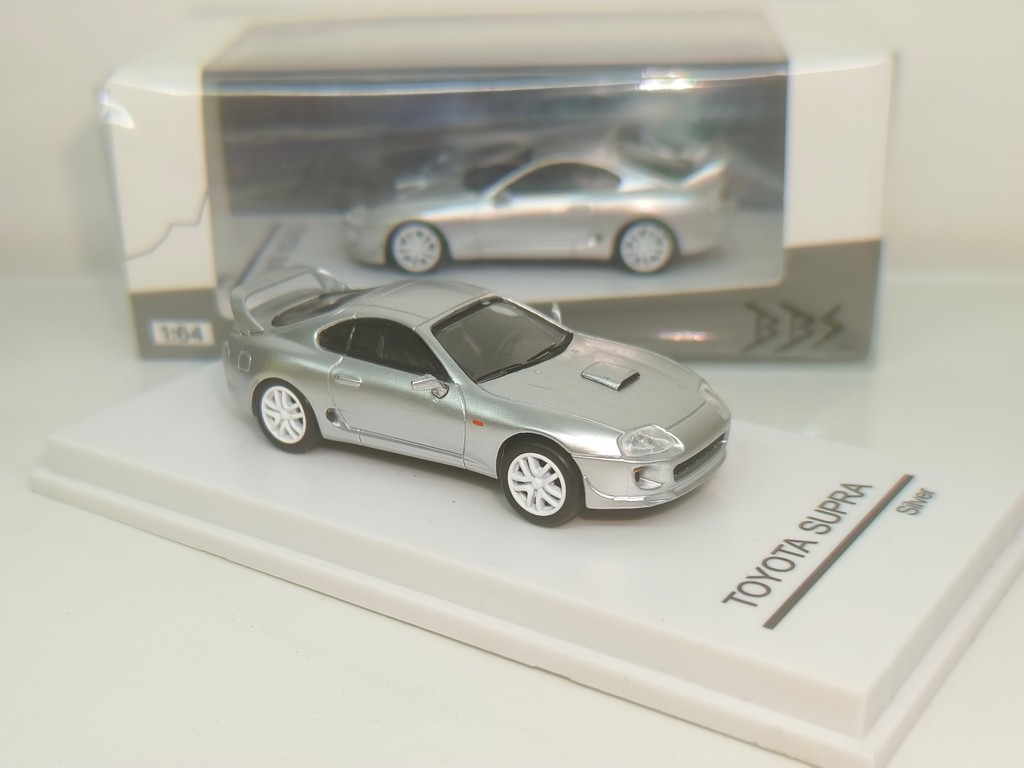 BBS 1: 64 Toyota Supra A80 Toyota Supra Silver Alloy Car Model