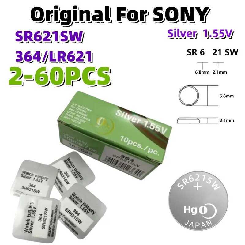 ชิ้น 2-50 แบตเตอรี่ปุ่ม SONY AG1 LR621 364 164 531 SR621 SR621SW SR60 CX60 ของแท้ สำหรับนาฬิกา ของเล